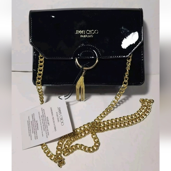 JIMMY CHOO Parfums Crossbody Vinyl Small Purse Bag Gold Chain Evening Ba… - Picture 2 of 8